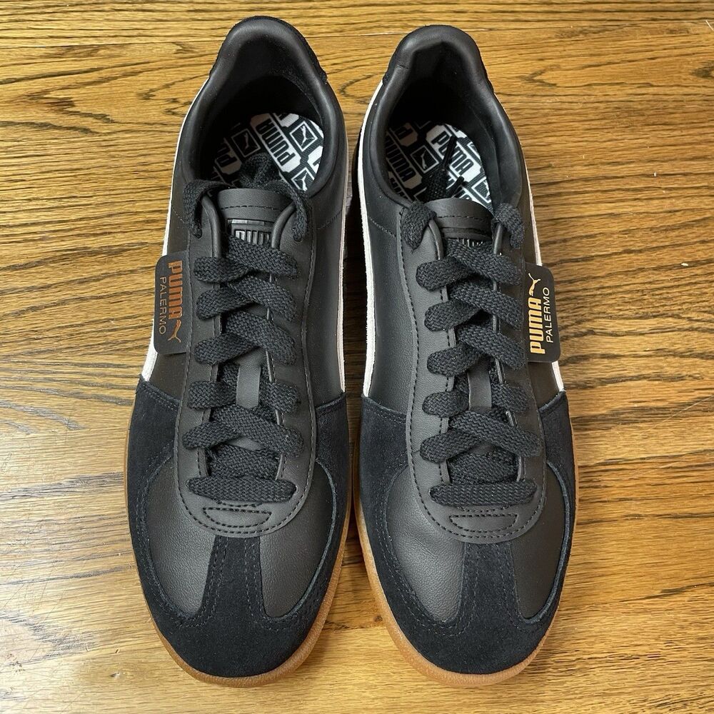 PUMA Palermo Leather Black White Gum Men Size 11.5 New Casual Shoe NEW - Picture 4 of 7
